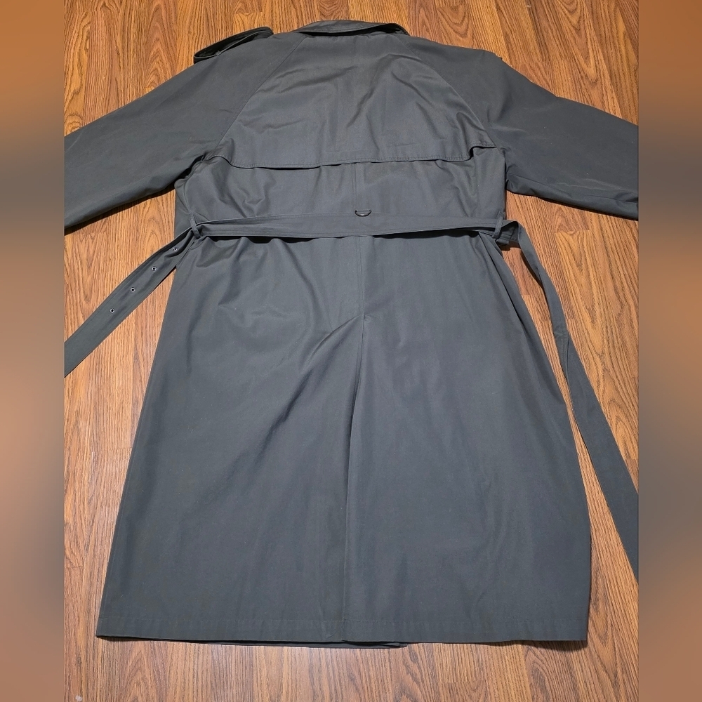 Moores Men’s Gray Double-Breasted Belted Trench Coat Rain Size 46 Regular A75 - Picture 12 of 14